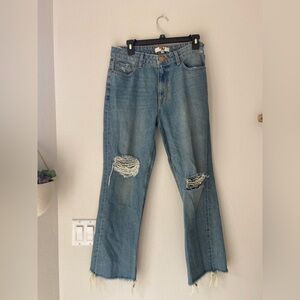 Aviator Nation Women’s Hi Rise Jeans Distressed At Knees SZ 29